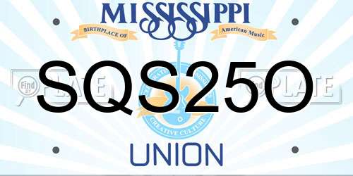 SQS25O Mississippi License Plate
