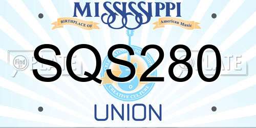 SQS280 Mississippi License Plate