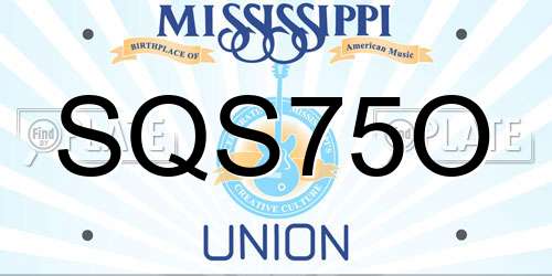 SQS75O Mississippi License Plate