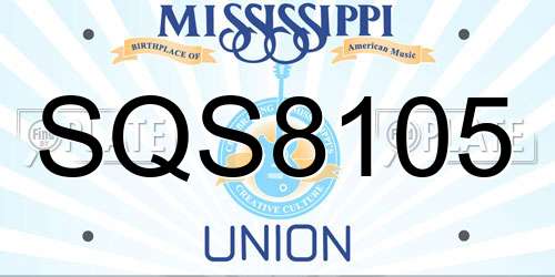 SQS8105 Mississippi License Plate