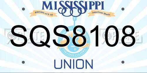 SQS8108 Mississippi License Plate