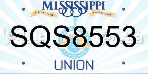 SQS8553 Mississippi License Plate