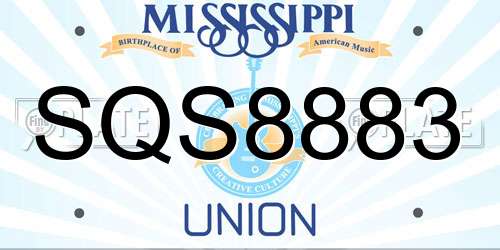 SQS8883 Mississippi License Plate