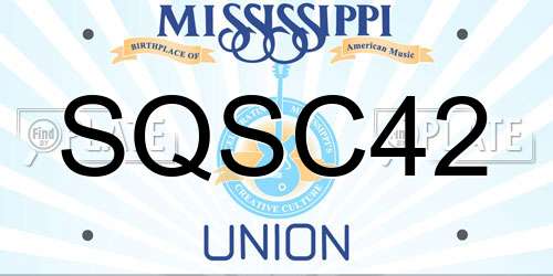 SQSC42 Mississippi License Plate