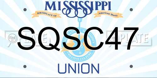 SQSC47 Mississippi License Plate