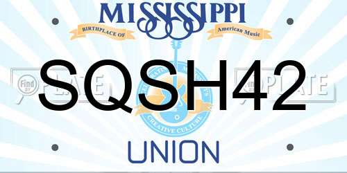 SQSH42 Mississippi License Plate