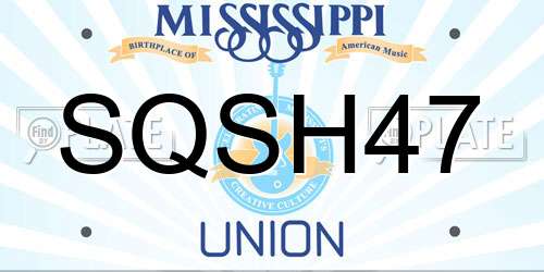 SQSH47 Mississippi License Plate