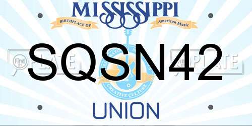SQSN42 Mississippi License Plate