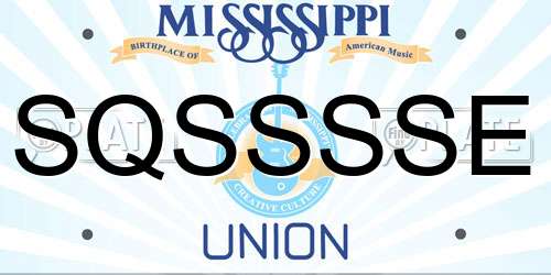 SQSSSSE Mississippi License Plate