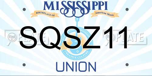 SQSZ11 Mississippi License Plate