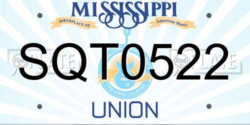 SQT0522 Mississippi License Plate