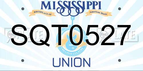 SQT0527 Mississippi License Plate