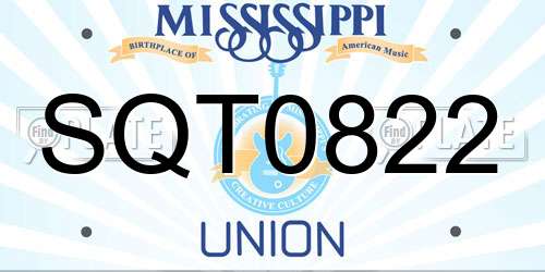 SQT0822 Mississippi License Plate