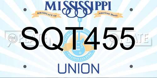 SQT455 Mississippi License Plate
