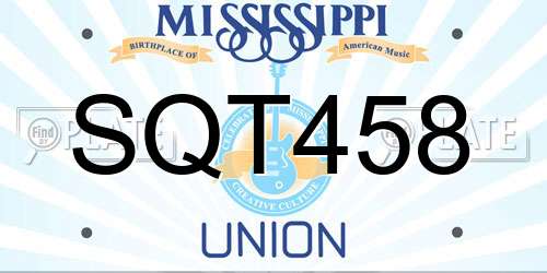 SQT458 Mississippi License Plate