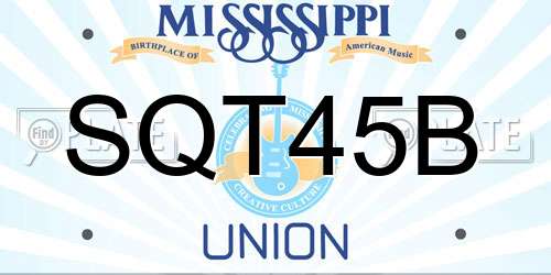 SQT45B Mississippi License Plate