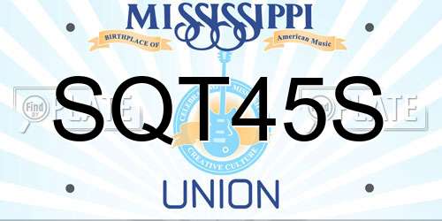 SQT45S Mississippi License Plate