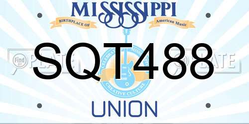SQT488 Mississippi License Plate