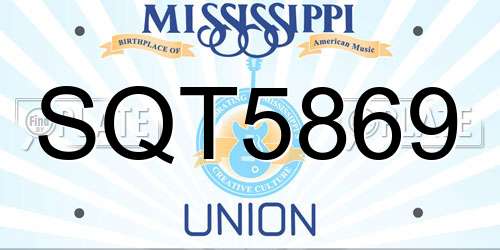 SQT5869 Mississippi License Plate