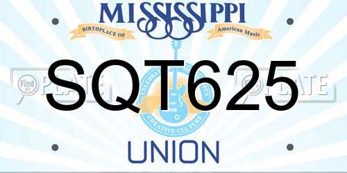 SQT625 Mississippi License Plate