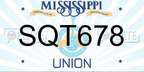SQT678 Mississippi License Plate