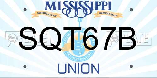 SQT67B Mississippi License Plate