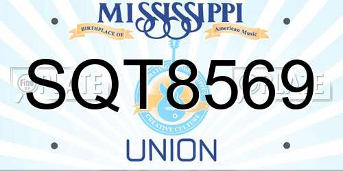 SQT8569 Mississippi License Plate