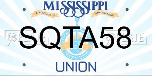 SQTA58 Mississippi License Plate
