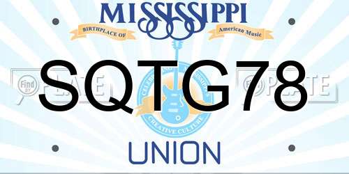 SQTG78 Mississippi License Plate