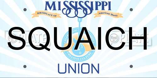 SQUAICH Mississippi License Plate