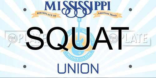 SQUAT Mississippi License Plate