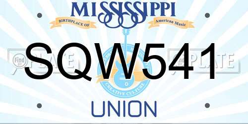 SQW541 Mississippi License Plate