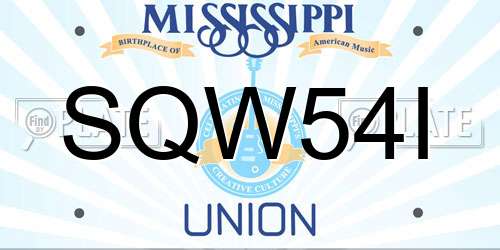 SQW54I Mississippi License Plate