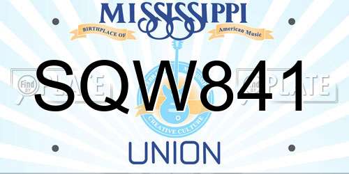 SQW841 Mississippi License Plate