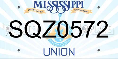 SQZ0572 Mississippi License Plate
