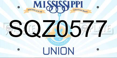 SQZ0577 Mississippi License Plate