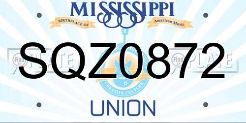 SQZ0872 Mississippi License Plate