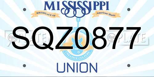 SQZ0877 Mississippi License Plate