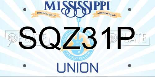 SQZ31P Mississippi License Plate