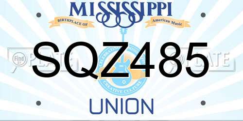 SQZ485 Mississippi License Plate