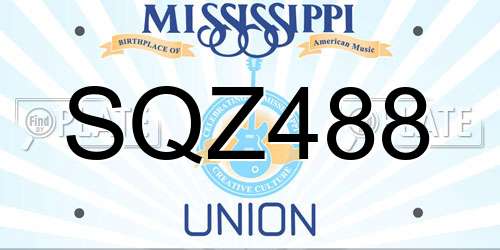 SQZ488 Mississippi License Plate