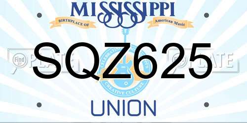 SQZ625 Mississippi License Plate