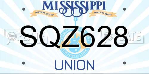 SQZ628 Mississippi License Plate