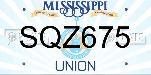 SQZ675 Mississippi License Plate