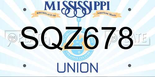 SQZ678 Mississippi License Plate