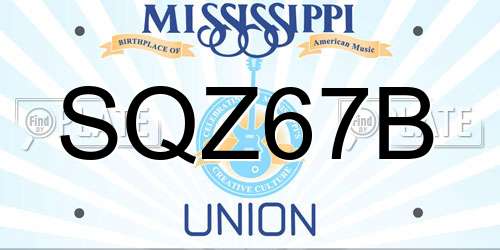 SQZ67B Mississippi License Plate