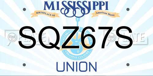 SQZ67S Mississippi License Plate