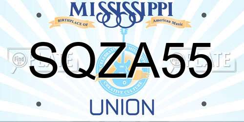 SQZA55 Mississippi License Plate