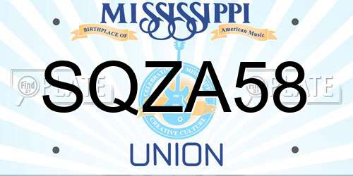 SQZA58 Mississippi License Plate