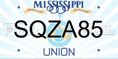 SQZA85 Mississippi License Plate